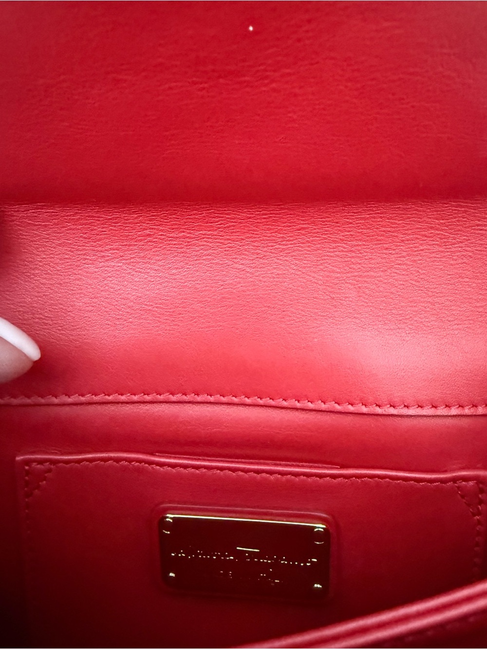 Authentic Ferragamo Red Leather Gancini Crossbody Bag with Gold hardware - Picture 6 of 11